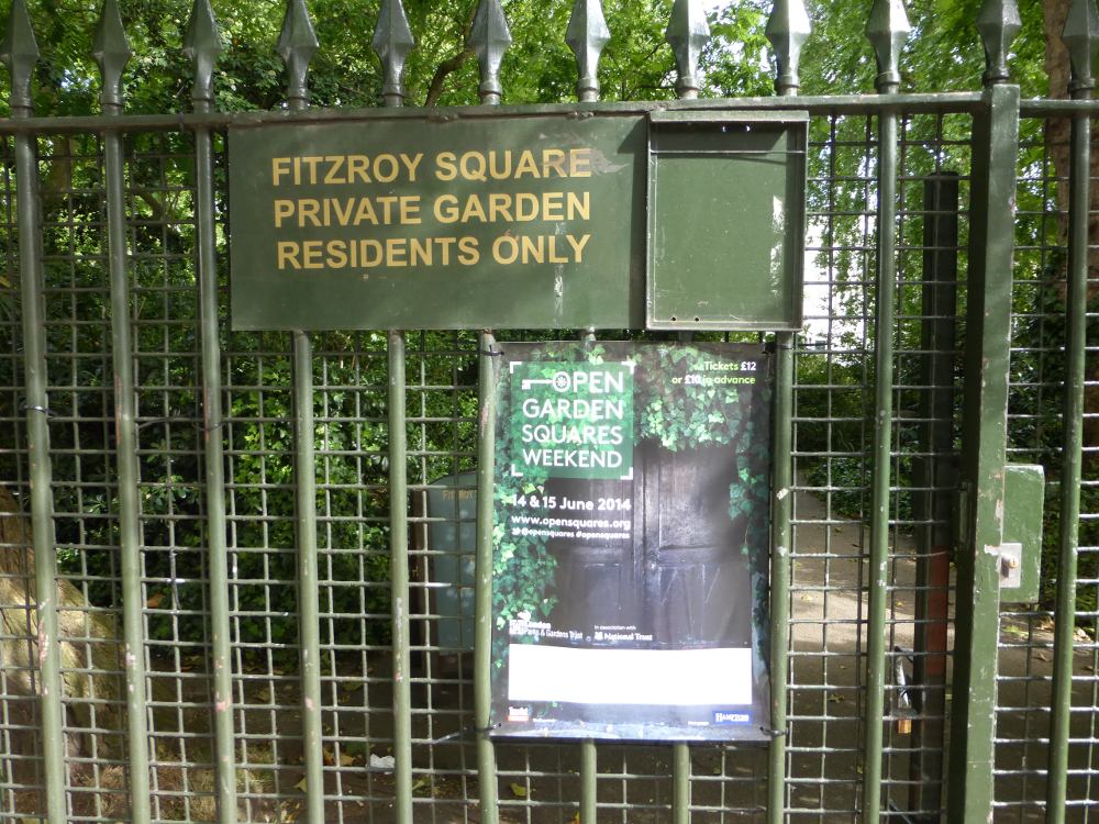 Fitzroy Square Private Garden, residents only.