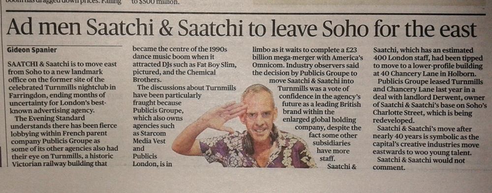 Press cutting from Evening Standard with picture of Norman Cook.
