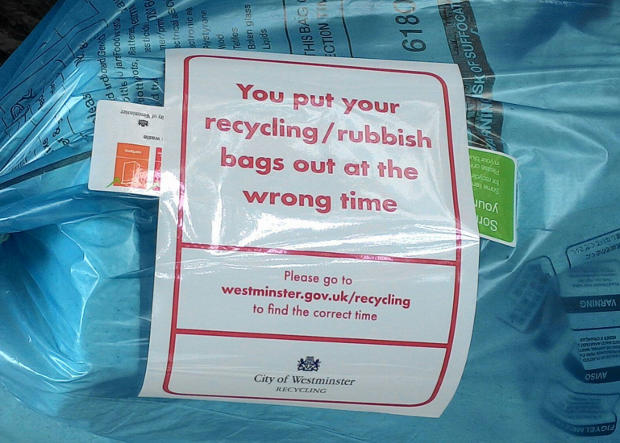 Label on recycling bags.