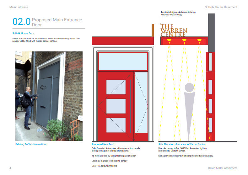 Design of entrance to The Warren Centre.