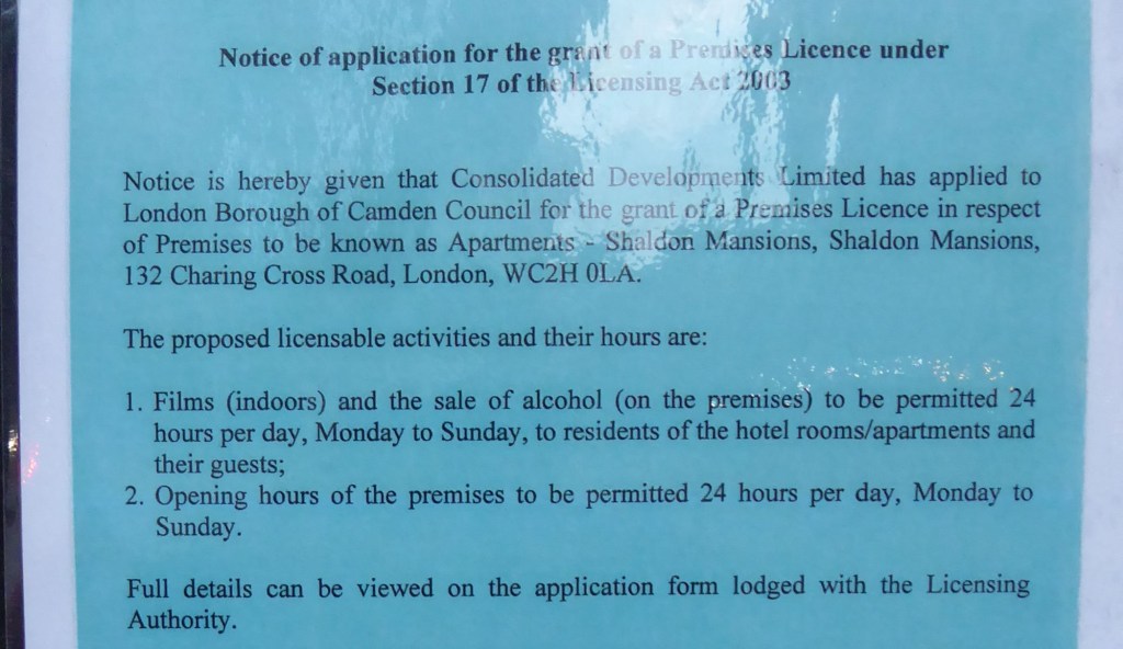 Blue notice of a premises licence application.